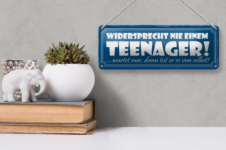Blechschild Spruch 27x10cm widersprecht nie einem Teenager Dekoration