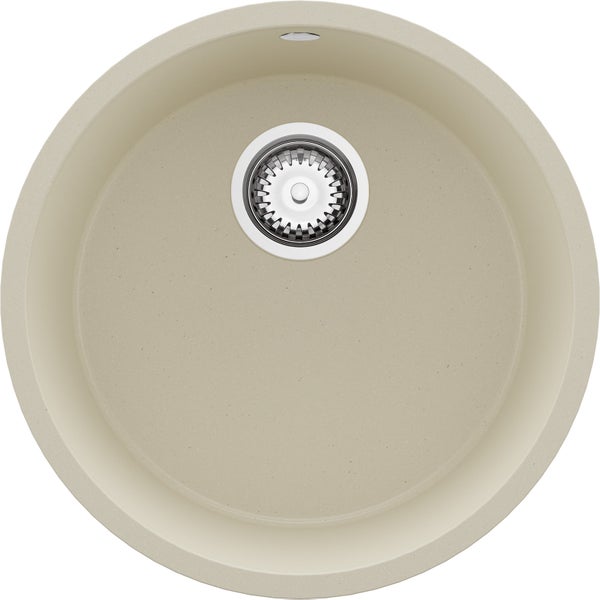 Runde Spüle aus Stein mit Abfluss