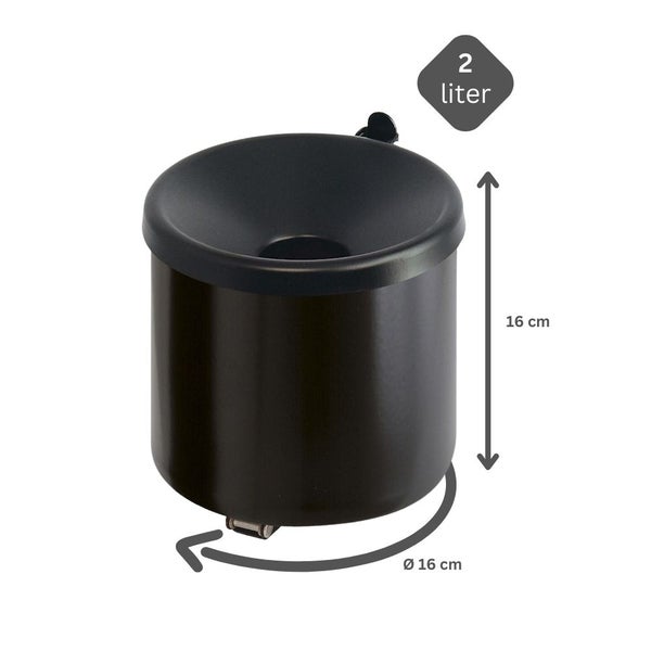 PROREGAL SparSet 4x Runder Feuerlöschender Wandaschenbecher 2 Liter HxØ 16 x 16 cm Metal Schwarz Mit Schwarzem Deckel
