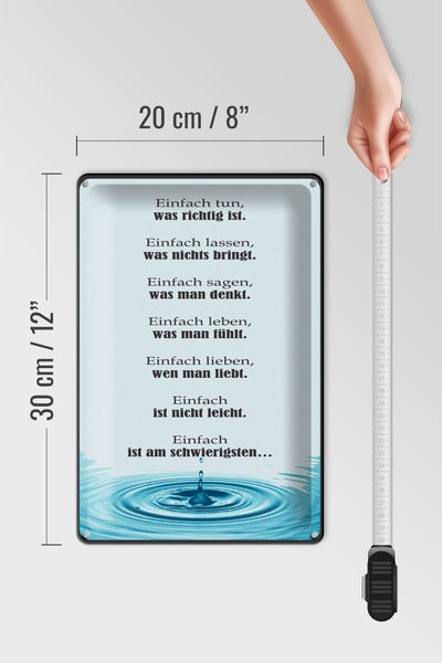 Blechschild Spruch 20x30cm Einfach ist am schwierigsten