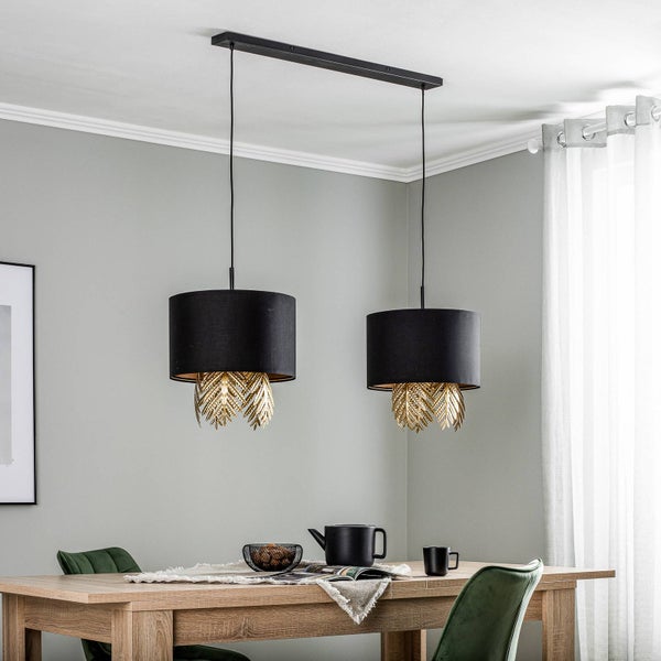 Lucande Pendelleuchte Malviras (Design, Modern) in Schwarz aus Textil (6 flammig E27) - Design-Hängeleuchte Esstischlampe Hängelampe Hängeleuchte Wohnzimmerleuchte
