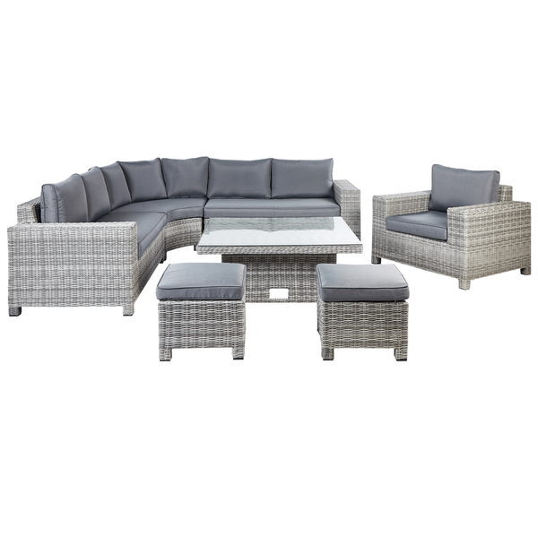 Lounge Set mit Tisch und Ottomane 9-Sitzer TEGLIO modular Polyrattan Grau