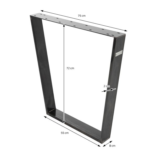 ML-Design 2er Set Tischbeine Trapez 75x72 cm, V-Form, Industrial, Profil 8x2 cm, Stahl pulverbeschichtet, geneigt, Industriedesign, Metall Tischgestell Esstisch Tischkufen Tischuntergestell Möbelfüße