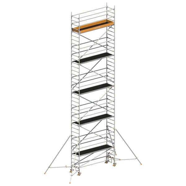 Gerüst mit mehreren Ebenen und Layher Logo