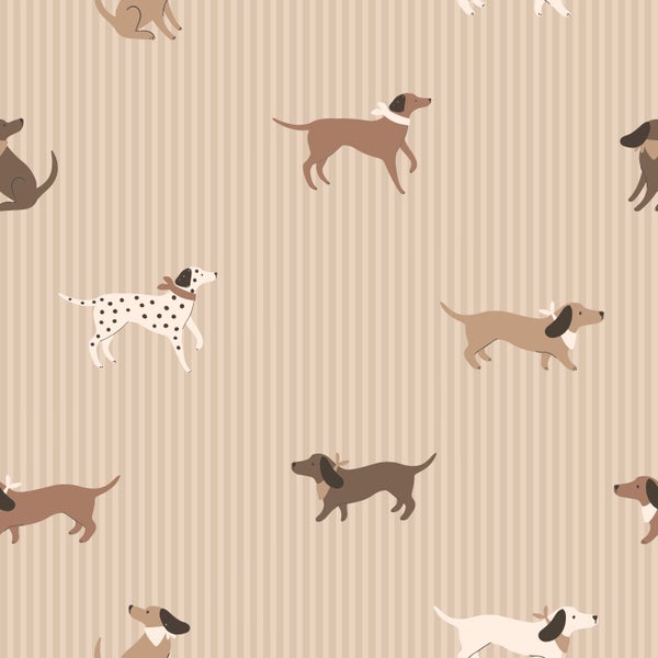 Hintergrund mit Hundemuster auf gestreiftem Untergrund