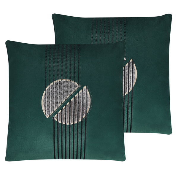 Dekokissen 2er Set CEROPEGIA Samtstoff 45 x 45 cm Smaragdgrün Geometrisches Muster