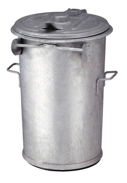 PROREGAL Feuerfeste Runde Mülltonne Aus Stahl 110 Liter HxØ 95 x 51 cm Verzinkter Stahl Silber