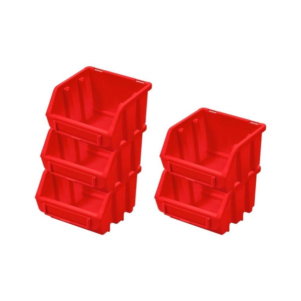 PROREGAL SuperSparSet 5x Sichtlagerbox 1 HxBxT 7,5 x 11,6 x 11,2 cm Polypropylen Rot