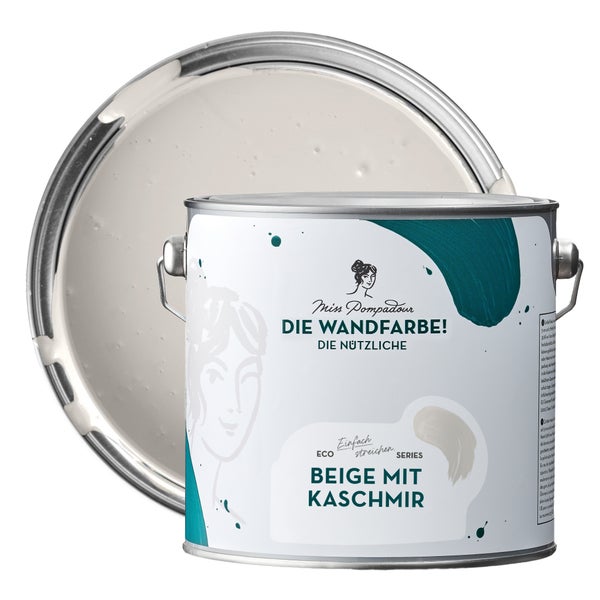 MissPompadour abwaschbare Wandfarbe 2.5L Beige mit Kaschmir - hohe Deckkraft und Ergiebigkeit - matte, scheuerbeständige Innenfarbe - geruchsarm, wasserbasiert, atmungsaktiv - Die Nützliche