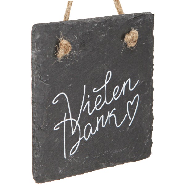 Schiefertafel mit der Aufschrift Vielen Dank und einer Herzgrafik