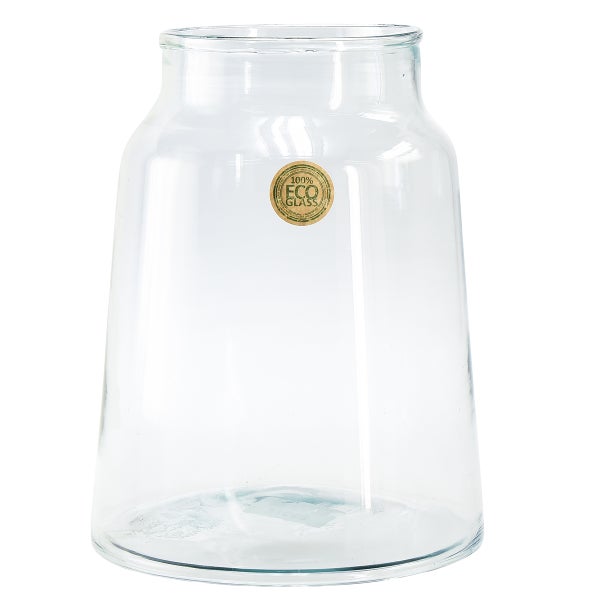 Vase aus 100 Prozent Recyclingglas mit Eco Glass Siegel.