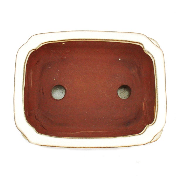 Bonsai-Schale mit Unterteller Gr. 2 hellbeige rechteckig Modell G12 L 15,5cm B 12cm H 4,5cm