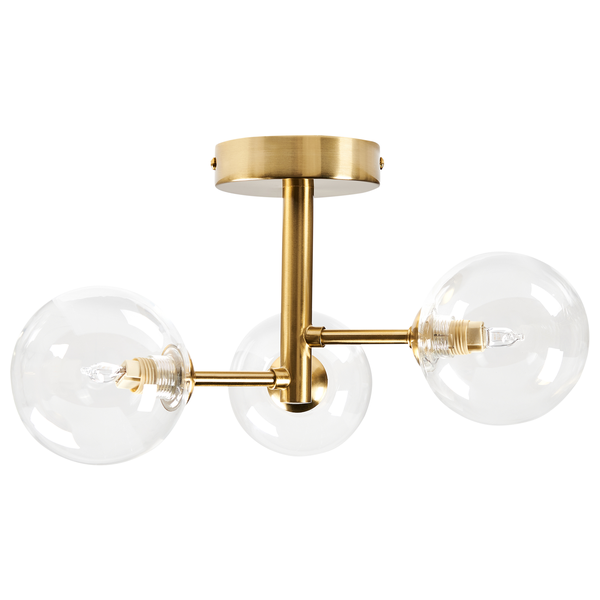 Deckenleuchte mit drei Lampen und runden Glasschirmen