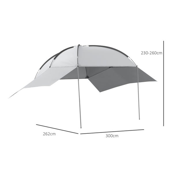 Outsunny Heckzelt Auto Autozelt Wasserdichtes Auto Markisen Zelt inkl. Stahlgestell, Regenschutz, Sonnenschutz, Leichte Tragbare für Lkw, Wohnmobil, Van, Outdoor Camping Reisen, 3 x 2,6 x 2,3-2,6 m
