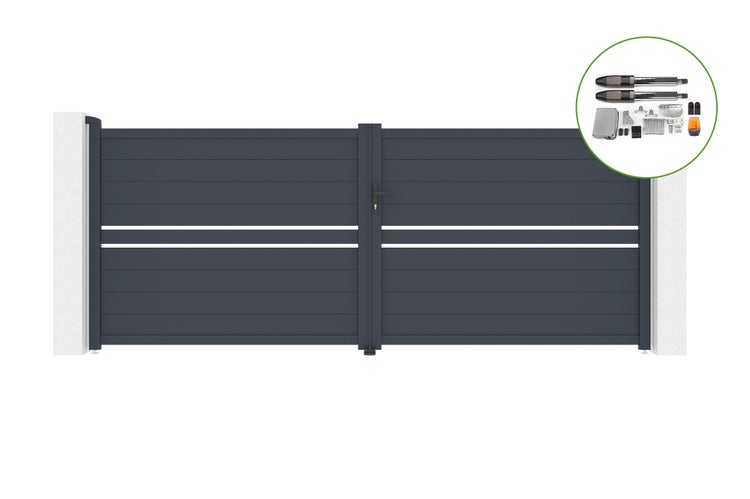 Flügeltor 4m CIMONE H.160cm Aluminium + TANKER B700 Motorisierung