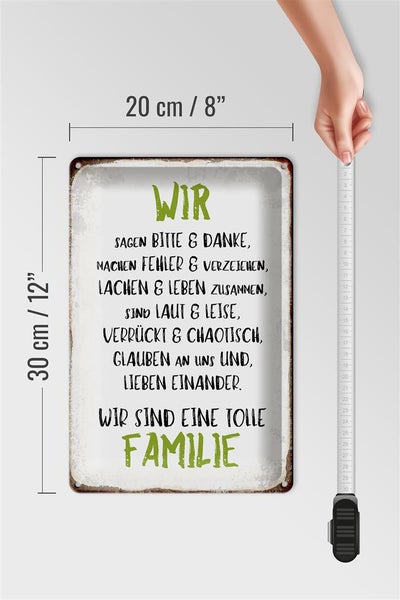 Blechschild Spruch 20x30cm wir sind eine tolle Familie