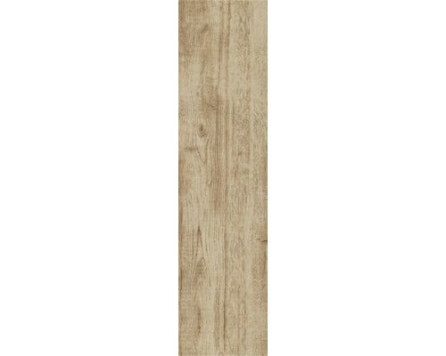 Bodenfliese in Holzoptik, rechteckiges Dielenformat mit Maserung.