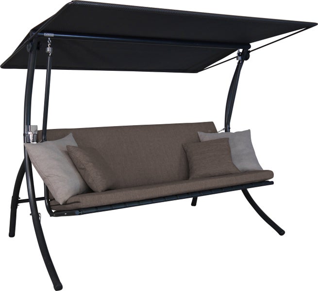ANGERER Hollywoodschaukel Motion Smart – Schaukel zum Sitzen, Liegen & Entspannen, 210 x 145 x 160 cm, inkl. Bett-Funktion, einfache Montage, Made in Germany, hochwertiger Stoff, olive