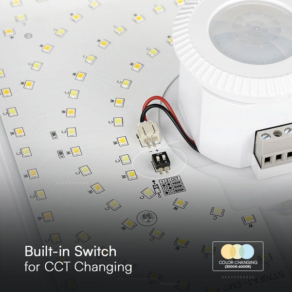 Detailaufnahme einer LED-Leuchte mit integriertem Schalter zur Anpassung der Farbtemperatur