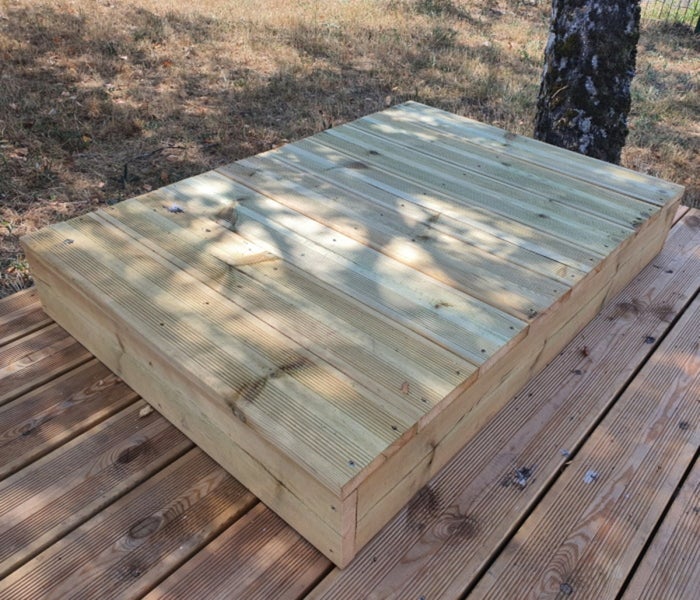 Blockstufen Holz modulierbar-8 Bretter B140cm H17cm