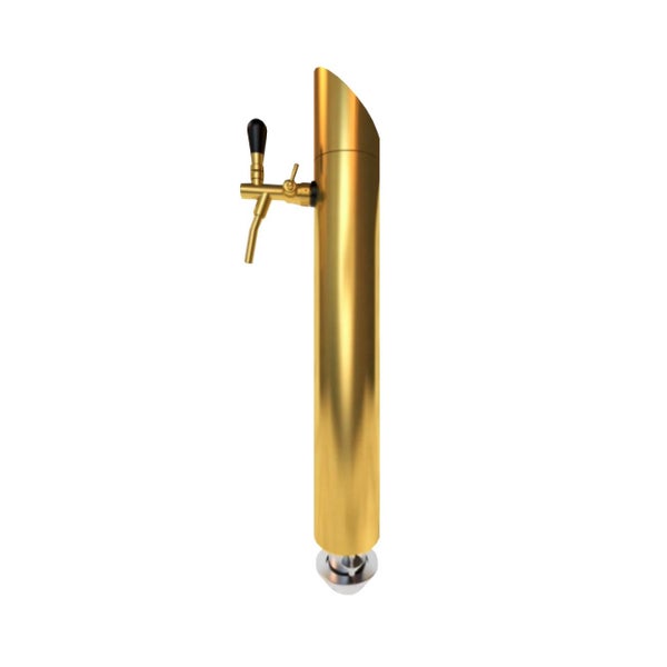 Zapfsäule für Bier mit einem Zapfhahn, Metall, goldfarben
