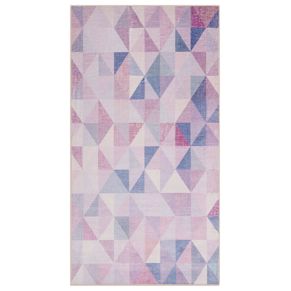 Teppich blau-grau 80 x 150 cm geometrisches Muster Kurzflor KARTEPE