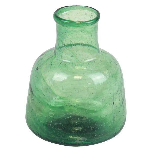 Bauchige Glasvase mit Lufteinschlüssen in Grün.