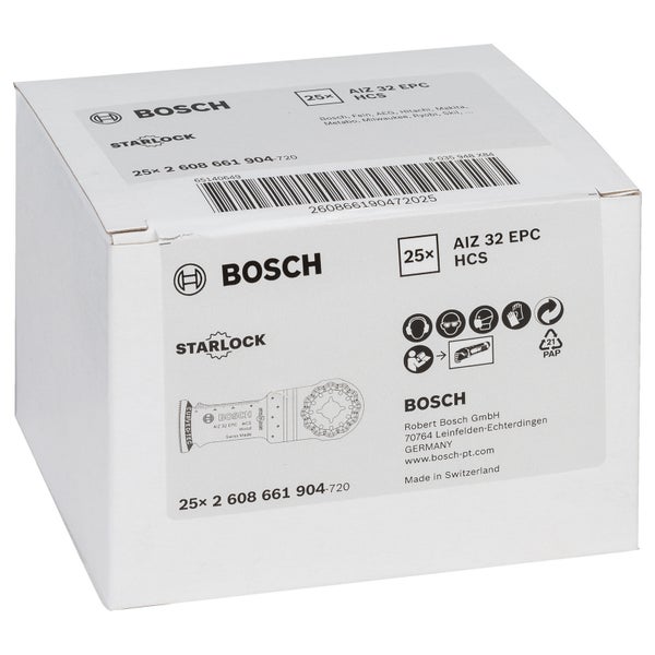 Bosch 25x HCS Tauchsägeblatt Starlock AIZ 32 EPC Wood 50 x 32 mm - 2608661904