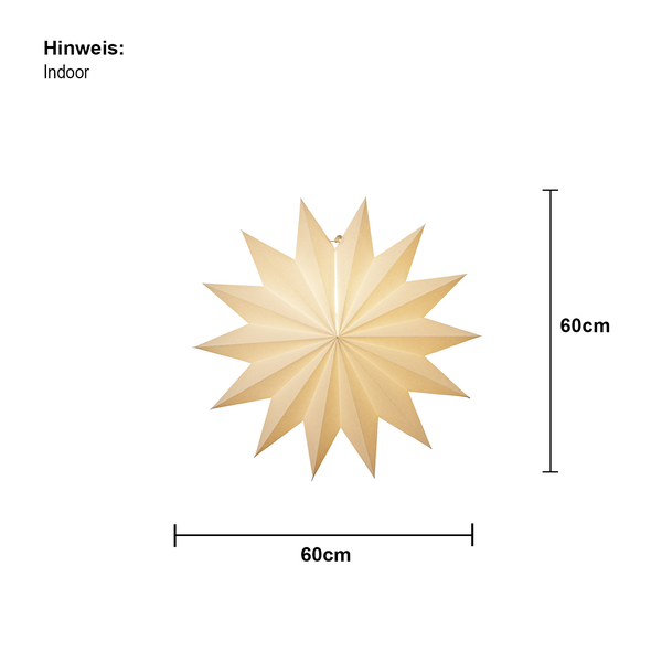 Papierstern zur Verwendung im Innenbereich mit einem Durchmesser von 60 cm