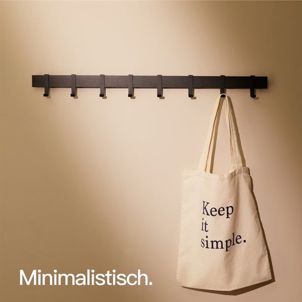 Designfabrik Hamburg Moderne Garderobenleiste  |  Wandgarderobe Schwarz 80cm