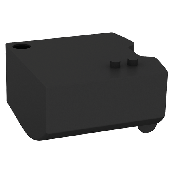 Funktionsblock für Unterputzmontage aus Kunststoff mit Montageöffnungen und Stiften für Sanitärinstallationen.