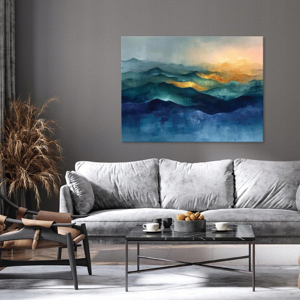 Leinwandbild Abstrakt gold blau Modern Bilder Wohnzimmer 60X40 cm