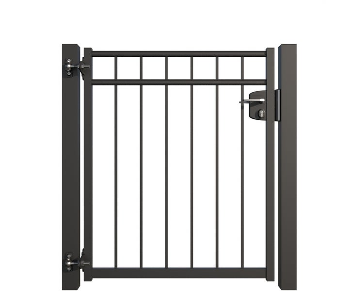 Gartentür aus Metall mit Schloss