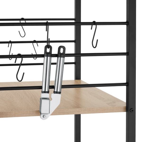 Servierwagen tectake Rugby inklusive 6 Haken, 65,5 x 45,5 x 88,5 cm Industrial Style Industrial Holz hell, Eiche Sonoma
