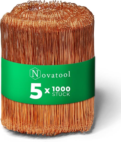 Novatool Drilldraht kupferbeschichtet mit Doppelösen, 5 mal 1000 Stück.
