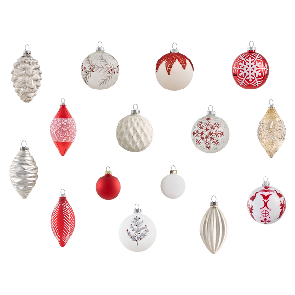 Illustration von Weihnachtskugeln in verschiedenen Größen und Formen