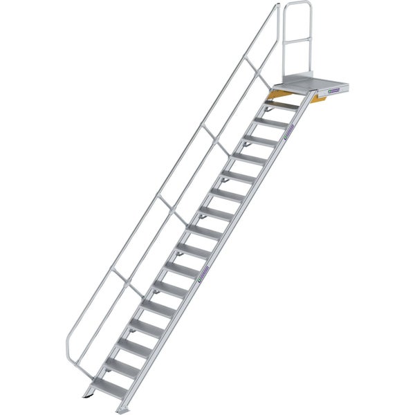 Günzburger Steigtechnik Treppe mit Plattform 45° Stufenbreite 600 mm 17 Stufen Aluminium geriffelt - 600437