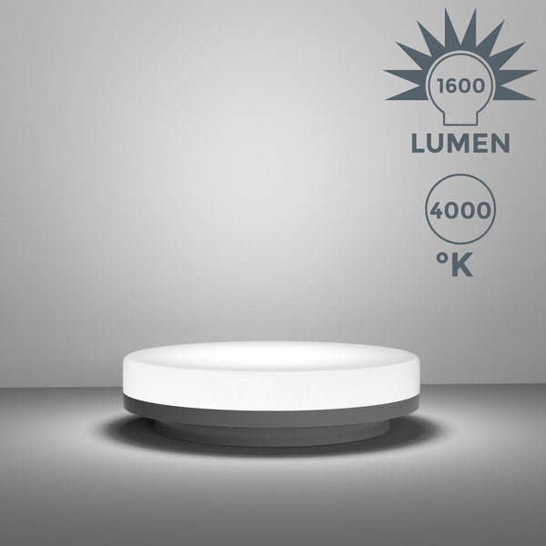 Deckenleuchte Ø22 cm - 13W, 1600lm, LED, IP54, neutralweiß, weiß