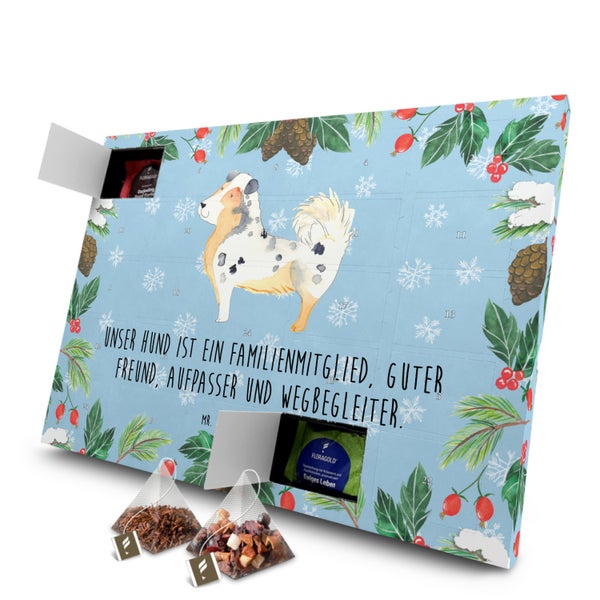 Mr. & Mrs. Panda Tee Adventskalender Hund Australien Shepherd - Blau Pastell