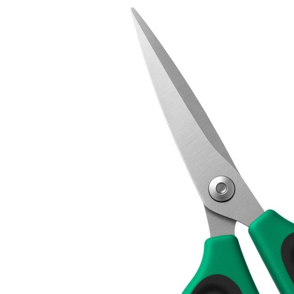 Detailansicht einer Schere mit Kunststoffgriffen