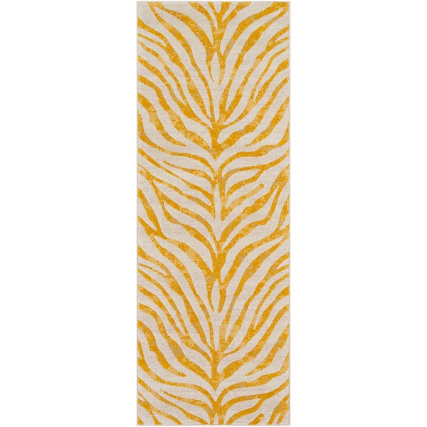 Boho Flurteppich Zebramuster Gelb/Beige 80x220 cm CYBELE