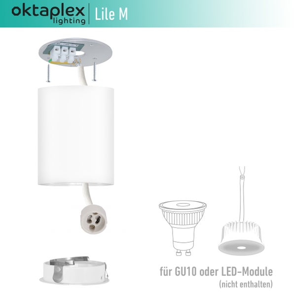 Aufbauspots Lile M 6x GU10 LED Module 230 V runde Aufbauleuchte Aluminium weiß flexibel anpassbar Deckenstrahler für Wohnzimmer Schlafzimmer Flur