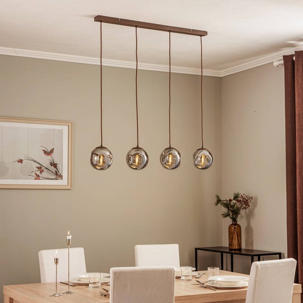 Lindby Pendelleuchte Valentina (Design, Modern) in Alu aus Glas (4 flammig E14) - Hängelampe Esstischlampe Hängeleuchte Wohnzimmerleuchte