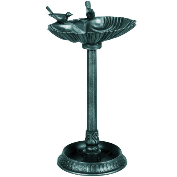 Outsunny Vogeltränke Stehend, Vogelbad aus Kunststoff, frostsicher Vogelbecken, Winterfest Wassertränke für Wildvögel, Wasserschale, Wasserstelle für Garten Terrasse 49,5 x 38 x 81 cm, Dunkelgrün