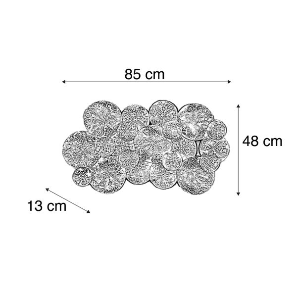 Dekorative Wandkunst aus Metall mit einem Durchmesser von 85 mal 48 Zentimetern