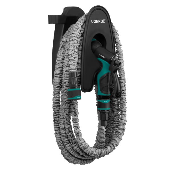 VONROC Gartenschlauch 10 Meter, flexibler Wasserschlauch - Flexschlauch inkl. Wandhalterung und Multispritze - Ausziehbarer knickfreier Schlauch für Garten