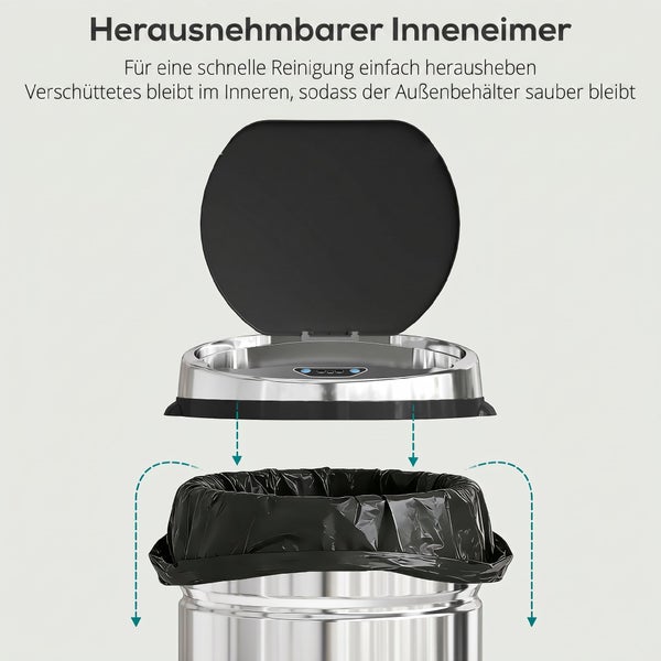 Abfalleimer mit herausnehmbarem Inneneimer für einfache Reinigung und sauberen Außenbehälter