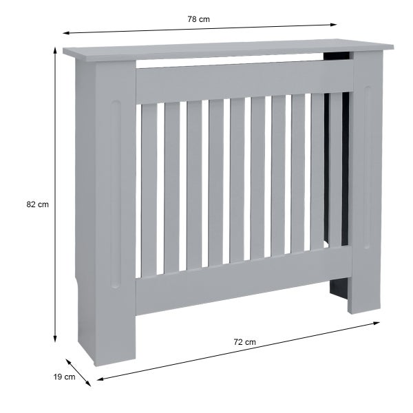 ECD Germany Heizkörperverkleidung Landhausstil 78x19x82 cm, Grau, aus MDF lackiert, für Schlafzimmer, Wohnzimmer, Heizungsverkleidung Heizkörperabdeckung Heizungsabdeckung Heizung Heizkörper Abdeckung