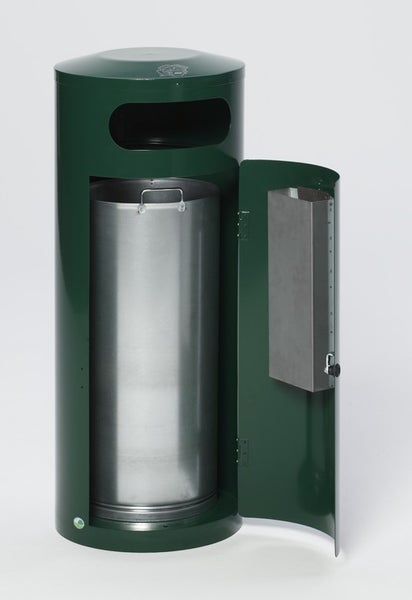 PROREGAL Kombiascher Mit Einflügeltür Ascher Innen 70 Liter HxBxT 104,5 x 42 x 42 cm Verzinkter Stahl Grün