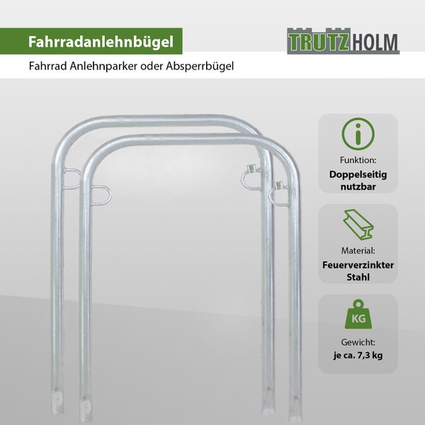 Fahrradanlehnbügel aus feuerverzinktem Stahl für doppelseitige Nutzung